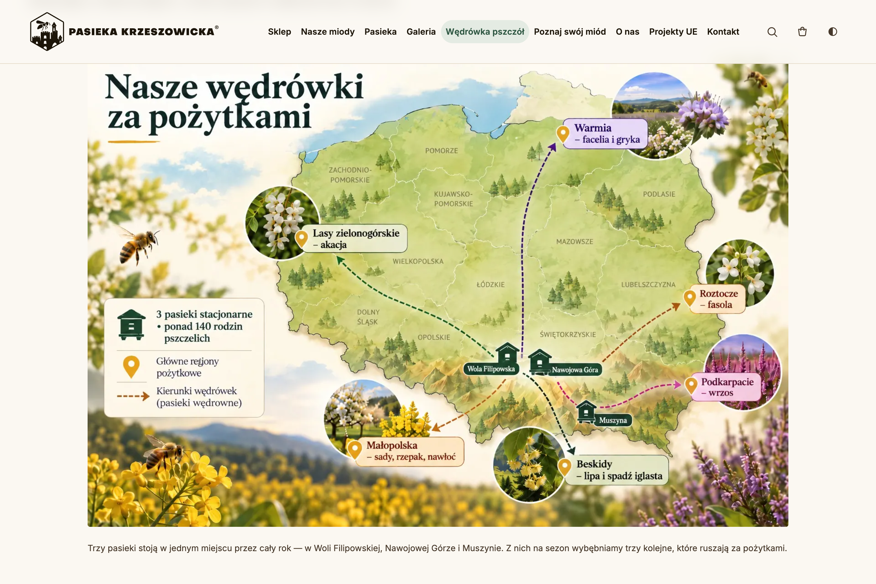 Mapa wędrówek za pożytkami